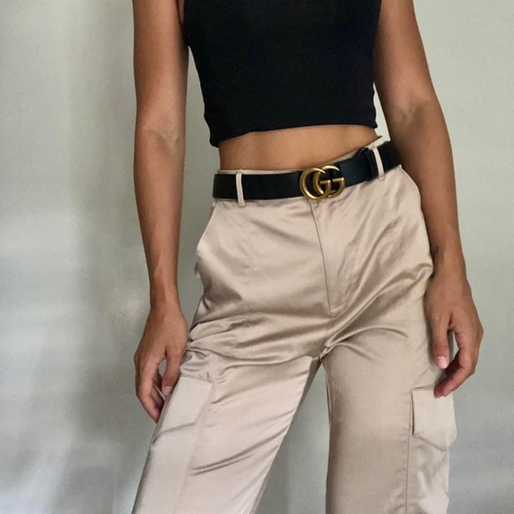 Zara Pants - Zara nude satin cargo pants